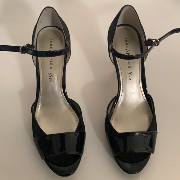 4” Black Satin Strapped High Heel - Picture 2 of 5